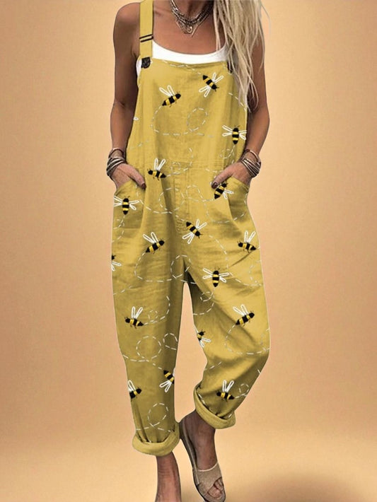 Tessia™ | Vintage jumpsuit med konsttryck och fickor – För dig som vill uttrycka stil med lätthet