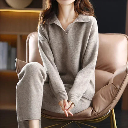 Sophia™ | Lyxig Två-delad Cashmere Set – Elegans och Komfort i Ett