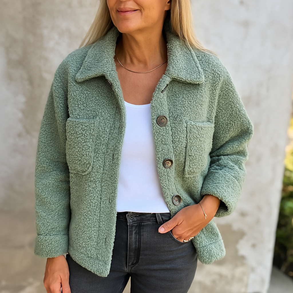 Romy™ | Elegant Kort Kapp med Revers – Komfort & Klass för Varje Dag