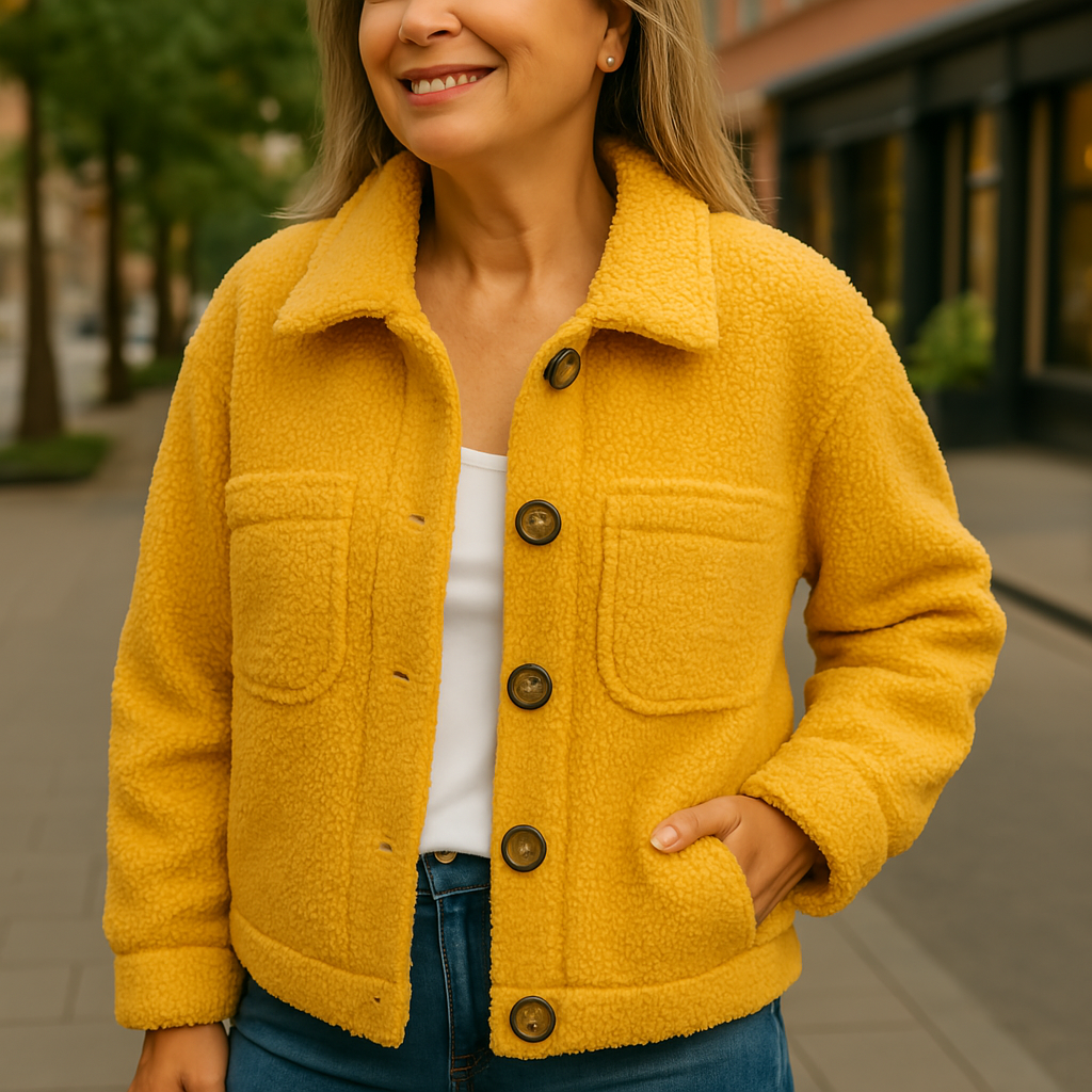 Romy™ | Elegant Kort Kapp med Revers – Komfort & Klass för Varje Dag